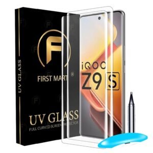 ITC BHARAT MEIBO Tempered Glass for IQOO Z9s 5G / Z9s Pro 5G with Edge to Edge Full Screen Coverage and Easy UV Glue Installation Kit