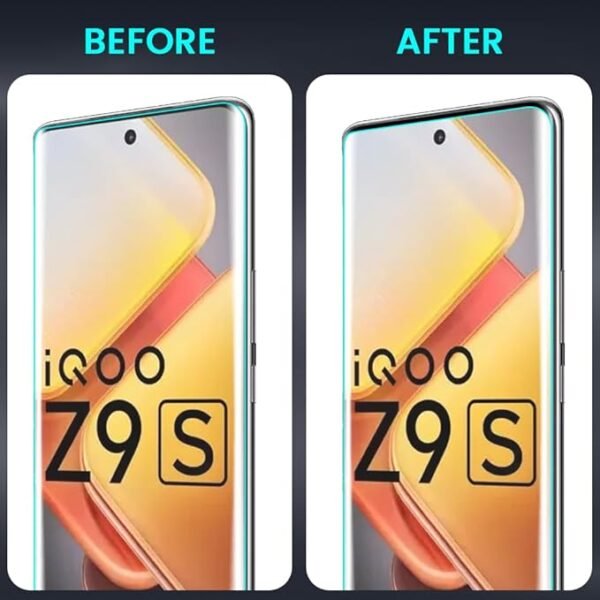 ITC BHARAT MEIBO Tempered Glass for IQOO Z9s 5G / Z9s Pro 5G with Edge to Edge Full Screen Coverage and Easy UV Glue Installation Kit - Image 4
