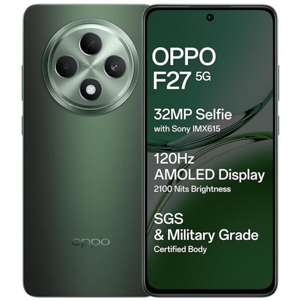 OPPO F27 5G Emerald Green  6.67" FHD+ AMOLED Display|32MP Sony IMX615 Selfie Camera |AI Portrait Expert| 45W SUPERVOOC