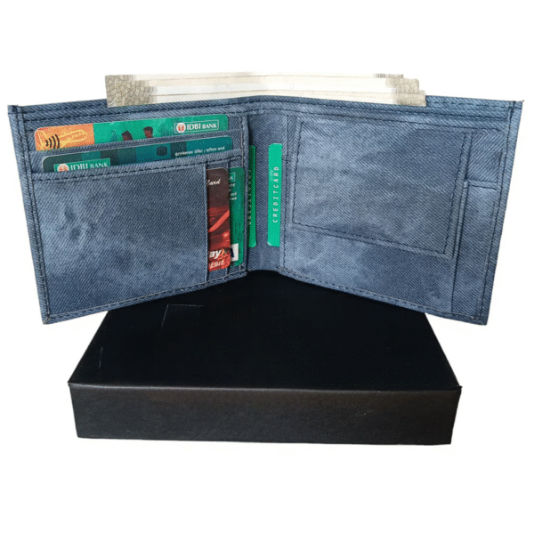 Itc Bharat Leather Denim Men's Wallet With Name & Charm - Image 9