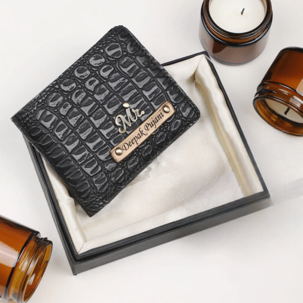 Itc Bharat Personalized Men's Wallet crocodile Leather Name Wallet - Image 5