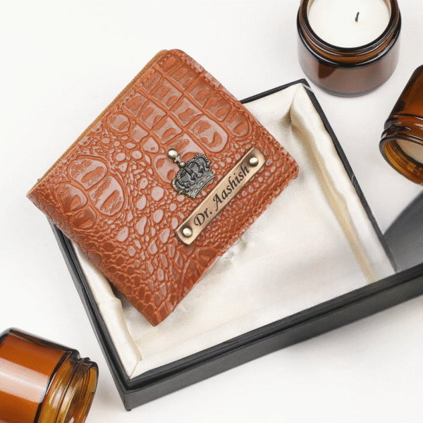 Itc Bharat Personalized Men's Wallet crocodile Leather Name Wallet - Image 2