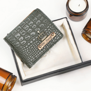 Itc Bharat Personalized Men's Wallet crocodile Leather Name Wallet