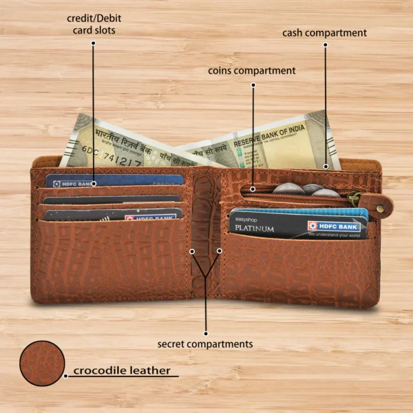 Itc Bharat Personalized Men's Wallet crocodile Leather Name Wallet - Image 9