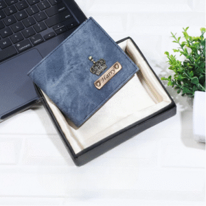 Itc Bharat Leather Denim Men's Wallet With Name & Charm