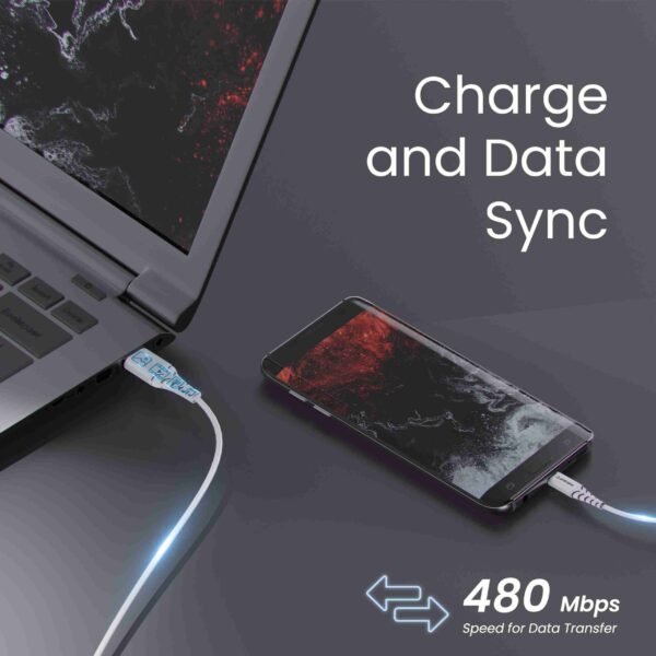 Ambrane USB Type C Cable 3A 1M ACT-B11 Compatible with Smartphones white - Image 5